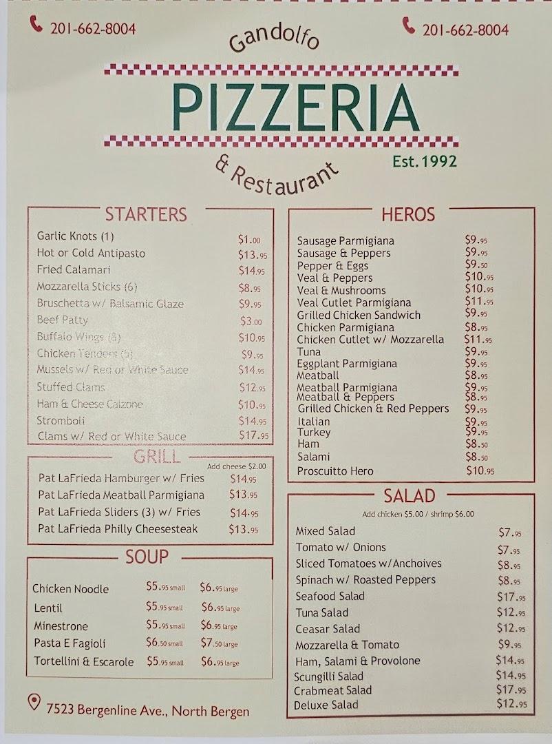 Gandolfo Pizzeria & Restaurant Menu image 1